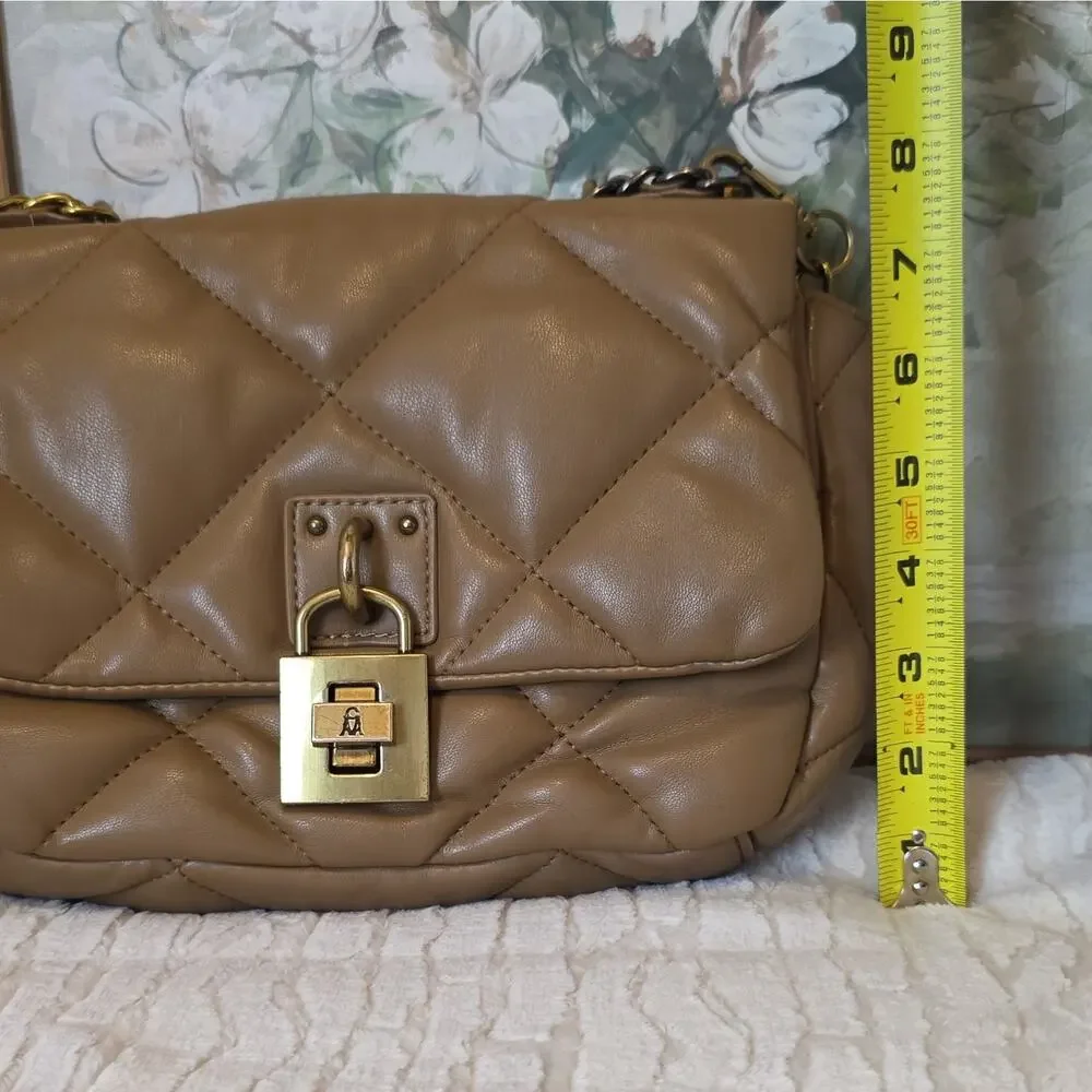 Steve Madden Bterra Tan Quilted Faux Leather Bag Top Handle Crossbody